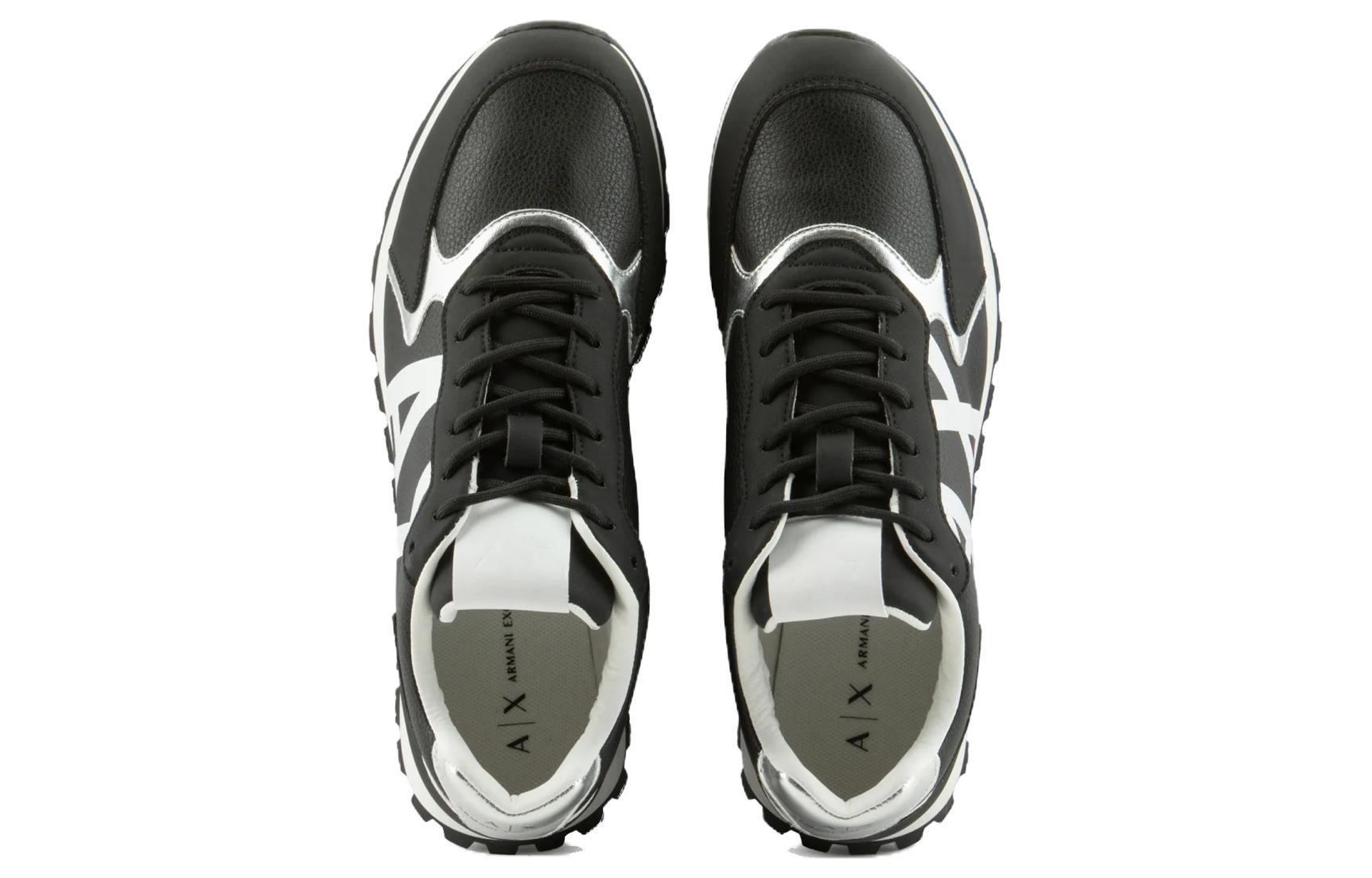 Purchase Armani Exchange Leather and Fabric Print Low Top Sneakers 'Black and White' XUX083-XV263-1A001
