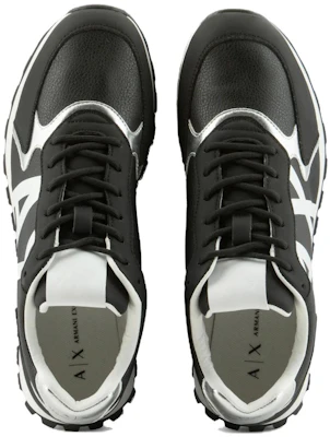 Armani Exchange Leather and Fabric Print Low Top Sneakers 'Black and White' XUX083-XV263-1A001 Purchase Armani Exchange Leather and Fabric Print Low Top Sneakers 'Black and White' XUX083-XV263-1A001