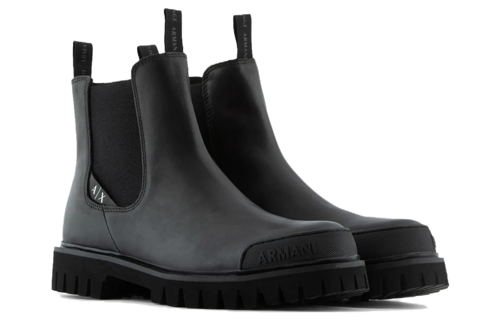 Armani Exchange Leather Chunky Toe Chelsea Boot 'Black' 圖 3