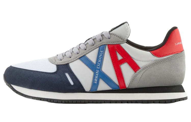 Armani Exchange Leather Logo Lace-Up Low Top 'White Grey' XUX017XCC681S278