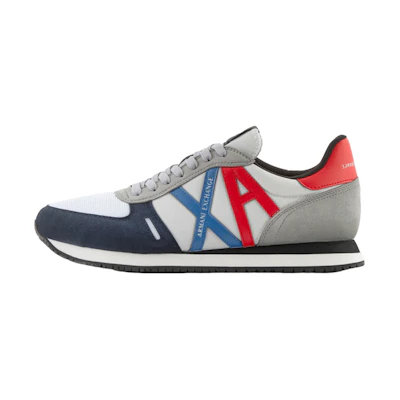 Armani Exchange Leather Logo Lace-Up Low Top 'White Grey'