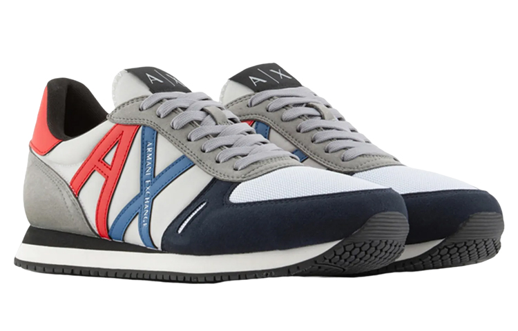 Armani Exchange Leather Logo Lace-Up Low Top 'White Grey' 圖 3