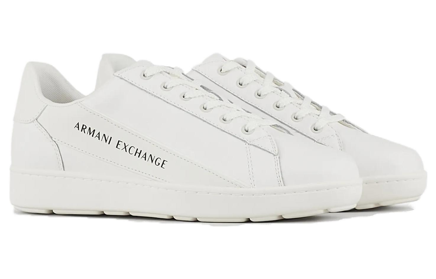 Armani Exchange Leather Low-Top Lace-Up Sneakers 'White' 圖 3