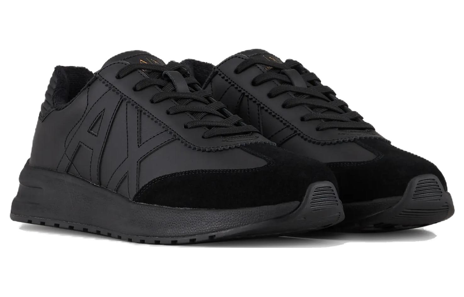 Armani Exchange Leather Low-Top Sneakers 'Black' 圖 3