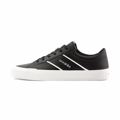 Armani Exchange Leather Low-Top Sneakers 'Black Lace-Up'