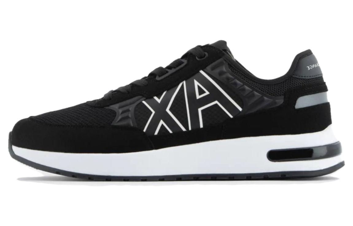 Buy ARMANI EXCHANGE阿玛尼 皮革 繫帶圓頭時尚 低幫 生活休閒鞋 男款 黑色