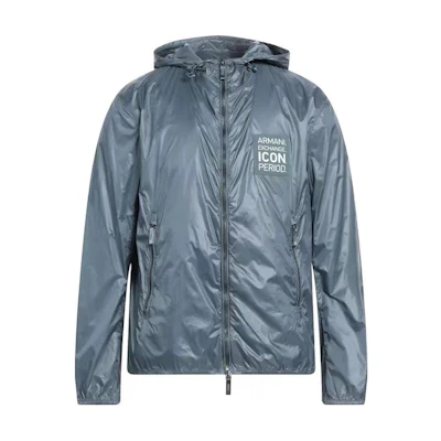 Armani Exchange Letter Patch Zip Hoodie Jacket - Blue Gray 8NZBP3-ZNYNZ-1954