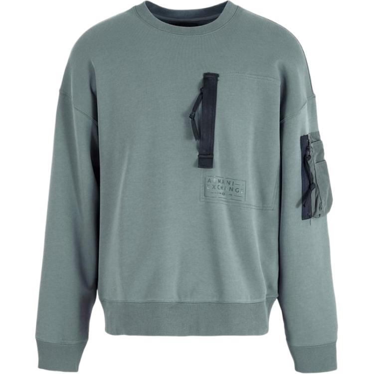 Armani Exchange Logo Embroidered Crewneck Green Sweatshirt for Men 3DZMJJ-ZJXLZ-1839