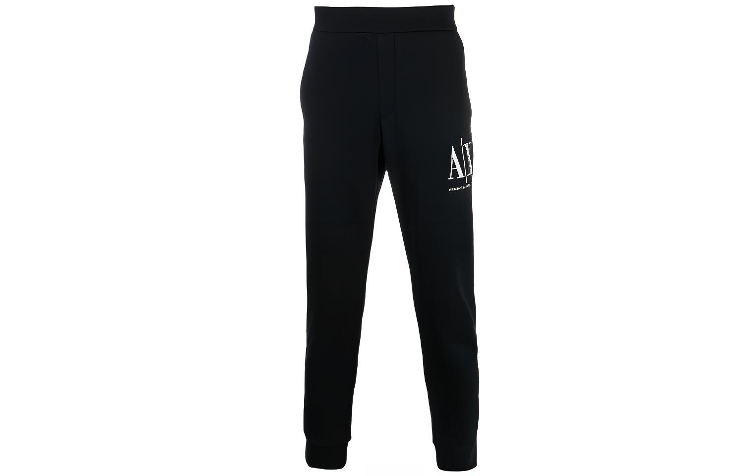 Armani Exchange Logo Embroidered Jogger Sweatpants Black Mid-Rise 8NZPPA-ZJ1ZZ-1200