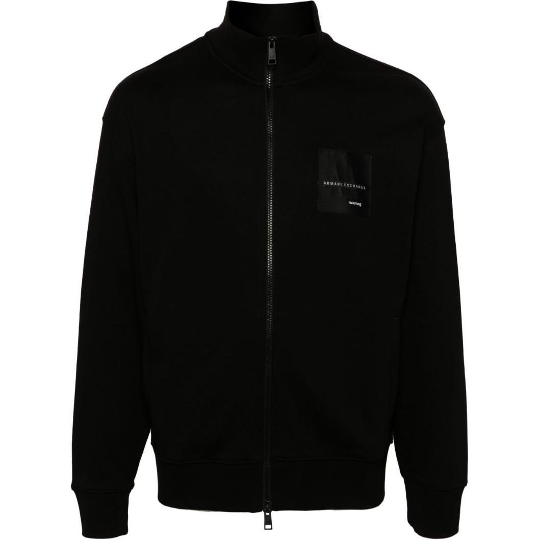 Armani Exchange Logo Patch Zip-Up Jacket Black Long Sleeve Outerwear 3DZMJB-ZJDPZ-BLACK