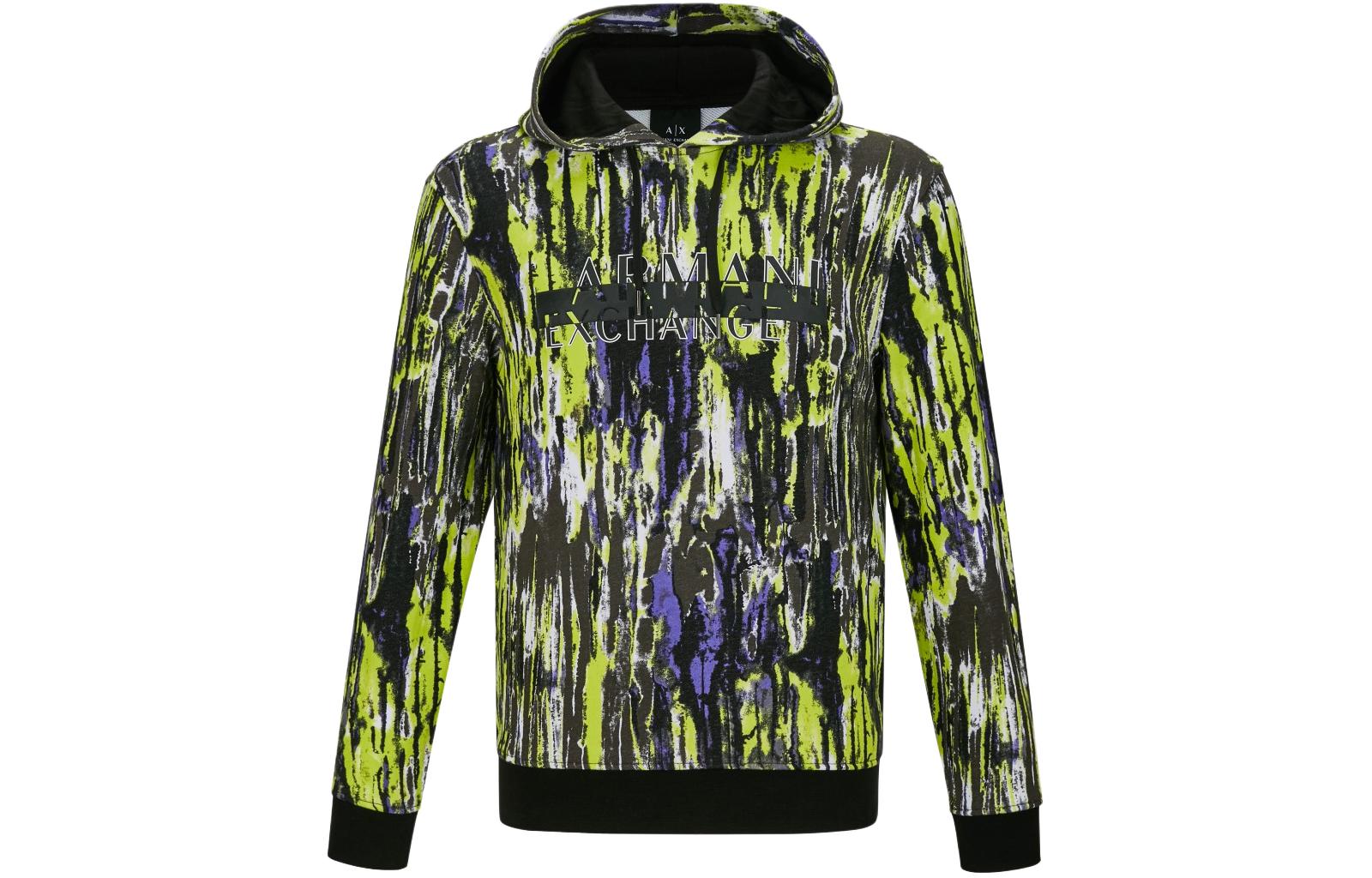 Armani Exchange Logo Print Hoodie Long Sleeve - Green/Black/Purple 3KZMFQ-ZJ2RZ-2898