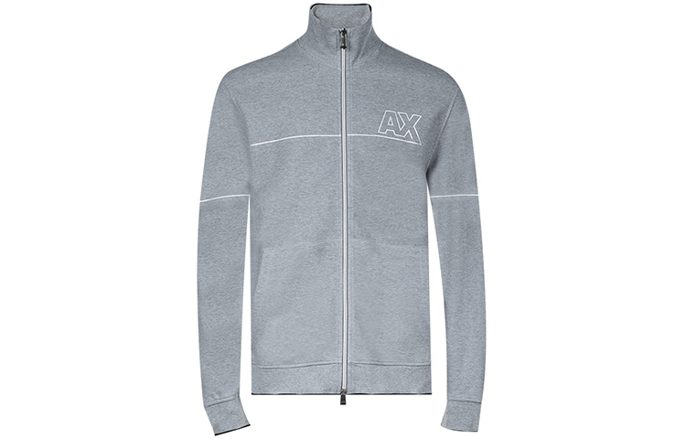 Armani Exchange Logo Print Zip-Up Jacket Light Gray 6KZMFE-ZJ5NZ-3907