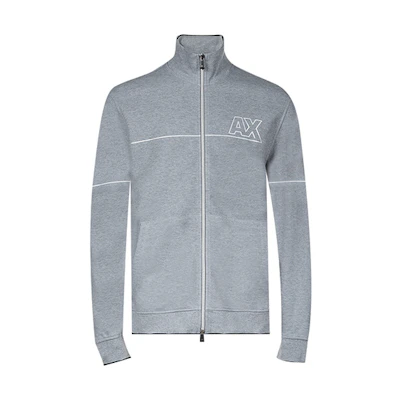 Armani Exchange Logo Print Zip-Up Jacket Light Gray 6KZMFE-ZJ5NZ-3907