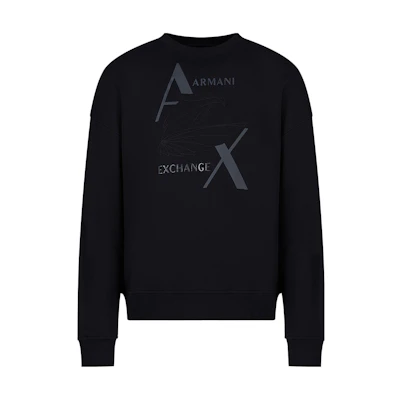 Armani Exchange Loose Fit Graphic Crewneck Sweatshirt in Black 6RZMAMZJ9KZ1200