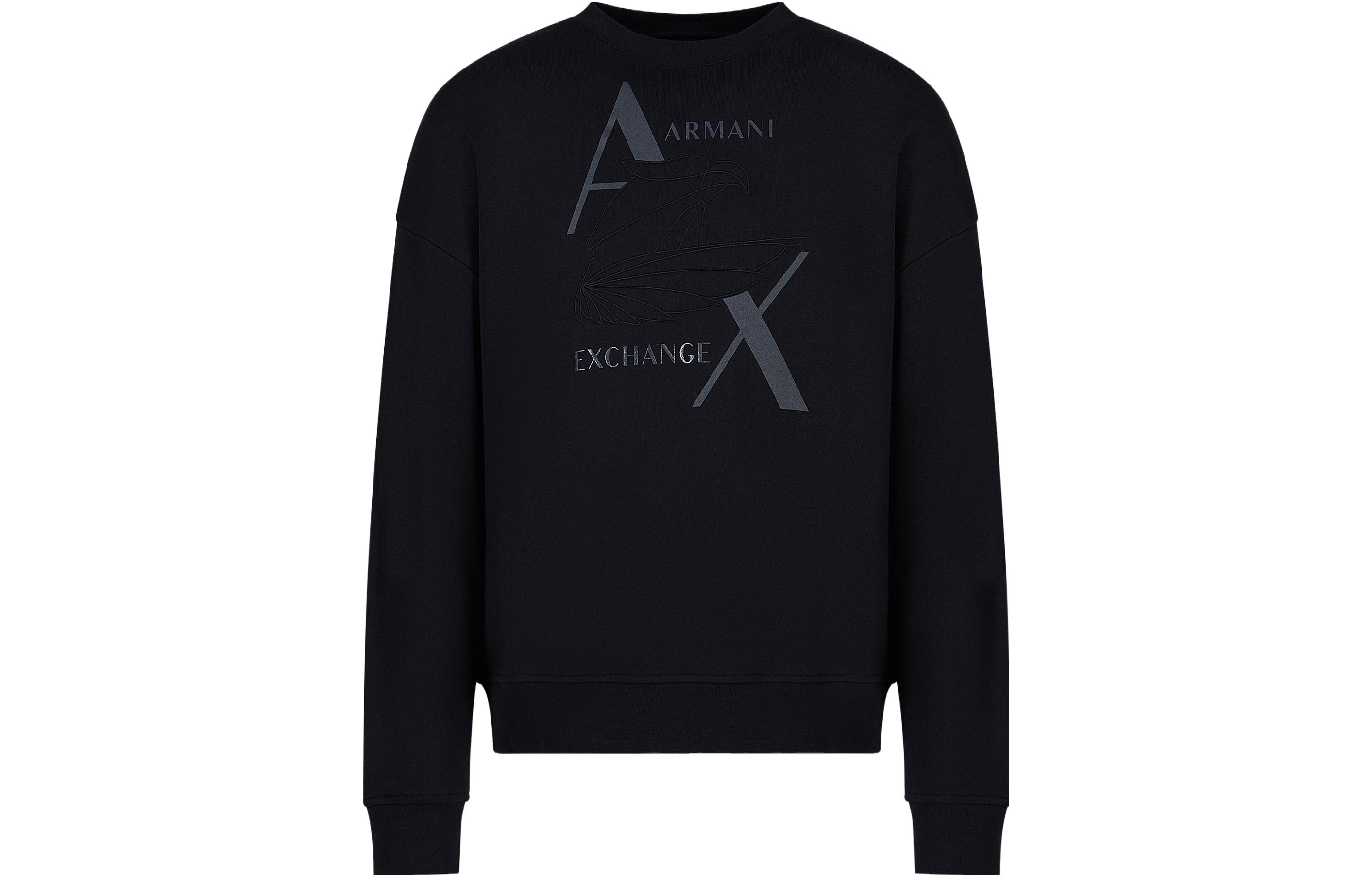 Order Armani Exchange 寬鬆版印花圓領黑色長袖上衣 6RZMAMZJ9KZ1200