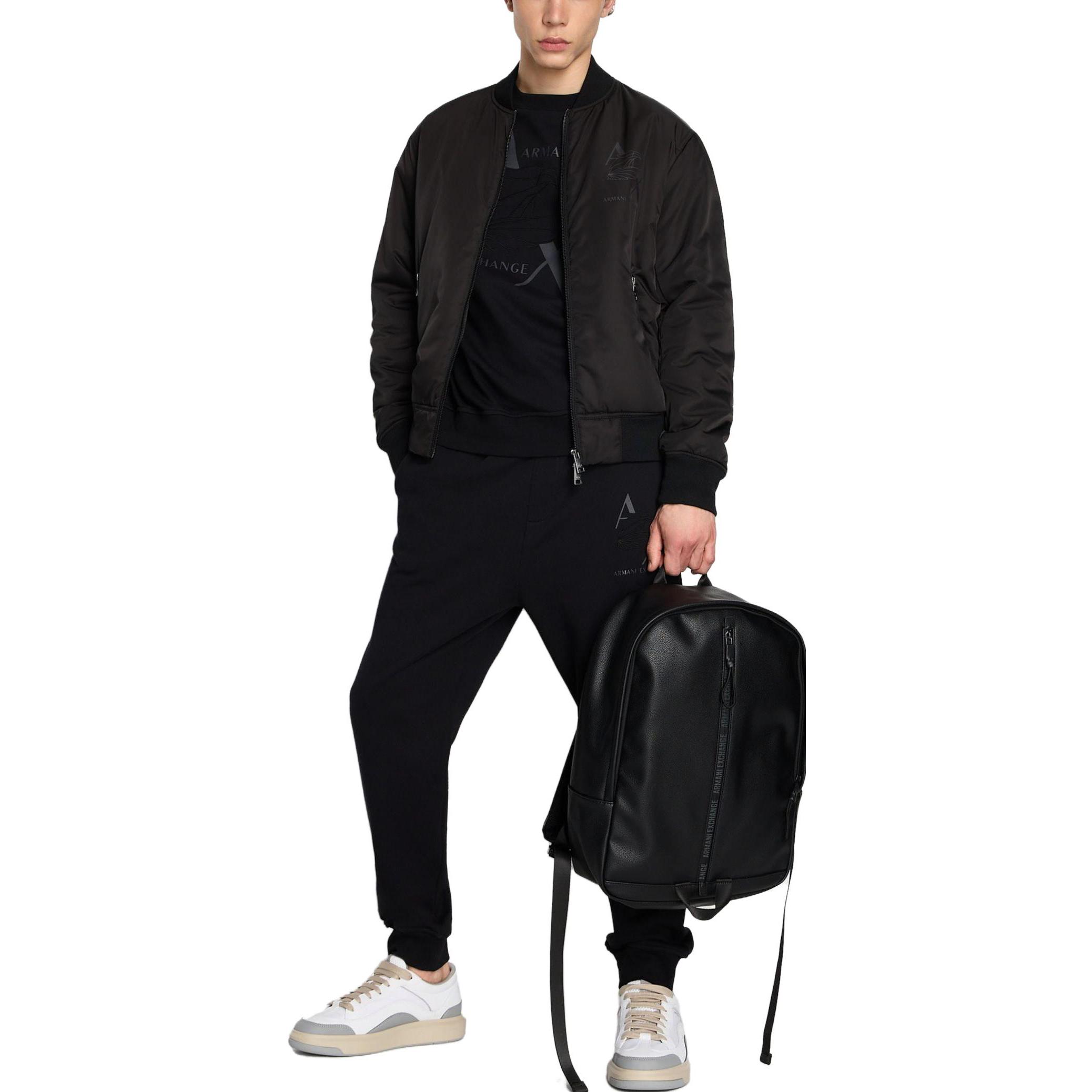 Lookbook Armani Exchange 寬鬆版印花圓領黑色長袖上衣 6RZMAMZJ9KZ1200