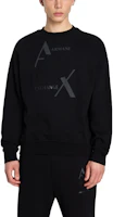 Shop Armani Exchange 寬鬆版印花圓領黑色長袖上衣 6RZMAMZJ9KZ1200