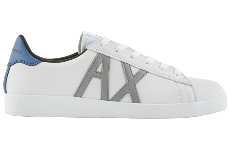 Armani Exchange Low-Top Leather Sneakers 'White Grey Blue' 圖 2