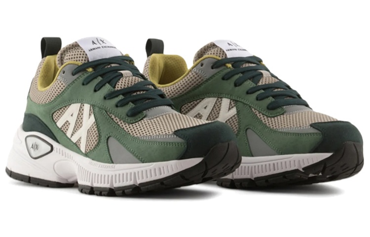 Armani Exchange Low-Top Sneakers 'Beige Green Logo' 圖 3