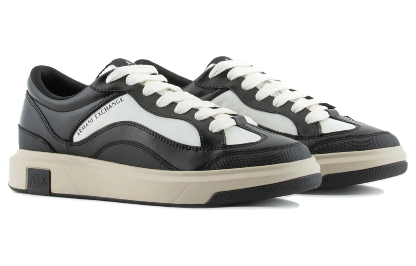 Armani Exchange Low Top Lace-Up Sneakers 'Black' 圖 2