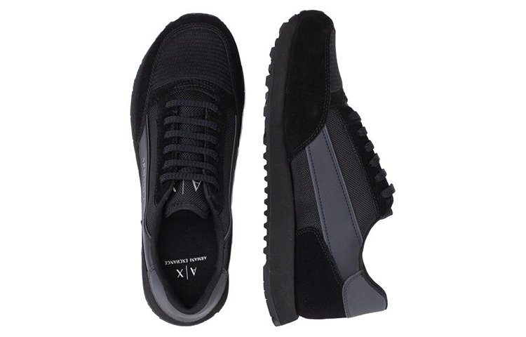 Lookbook ARMANI EXCHANGE阿瑪尼 牛皮 繫帶 圓頭 低幫 運動休閒鞋 男款 黑色