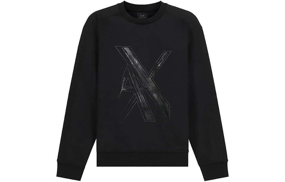 Armani Exchange Minimalist Crewneck Pullover Sweatshirt Black 6KZMLR-ZJKQZ-1200
