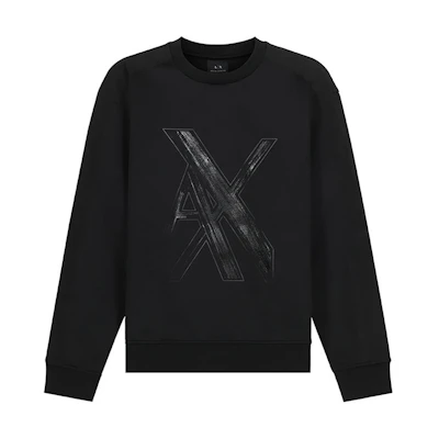 Armani Exchange Minimalist Crewneck Pullover Sweatshirt Black 6KZMLR-ZJKQZ-1200