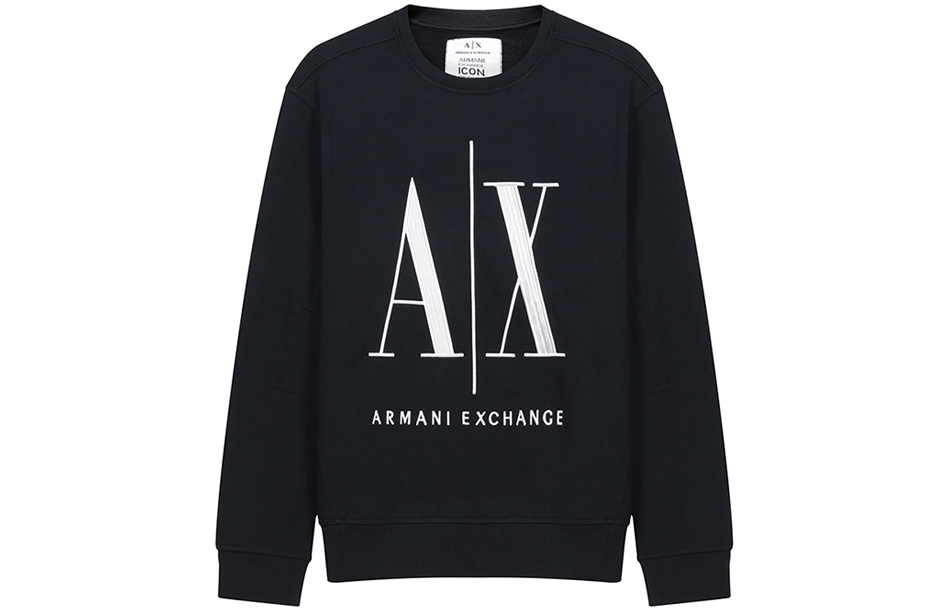 Armani Exchange Navy Blue Embroidered Logo Cotton Crewneck Sweatshirt 8NZMPA-ZJ1ZZ-1510