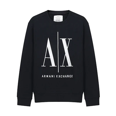 Armani Exchange Navy Blue Embroidered Logo Cotton Crewneck Sweatshirt 8NZMPA-ZJ1ZZ-1510