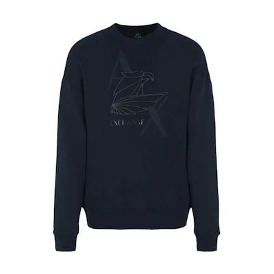 Armani Exchange Navy Blue Letter Graphic Crewneck Sweatshirt Long Sleeve 6RZMAM-ZJ9KZ-1510