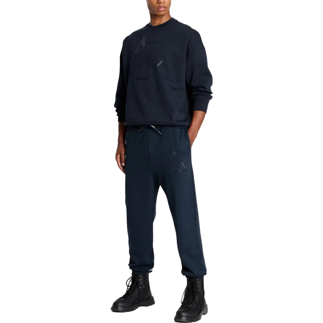 Lookbook Armani Exchange 深藍字母圖案長袖圓領運動衫 6RZMAM-ZJ9KZ-1510