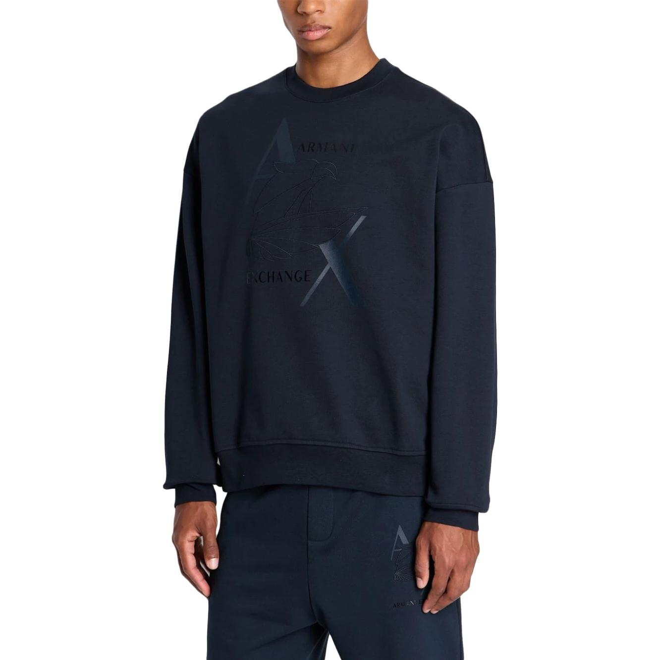 Purchase Armani Exchange 深藍字母圖案長袖圓領運動衫 6RZMAM-ZJ9KZ-1510