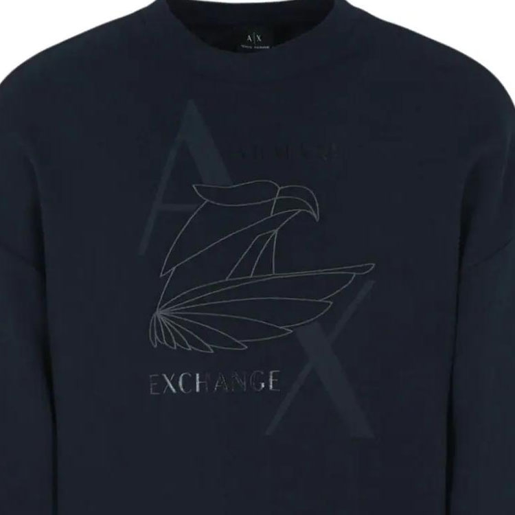 Details for Armani Exchange 深藍字母圖案長袖圓領運動衫 6RZMAM-ZJ9KZ-1510