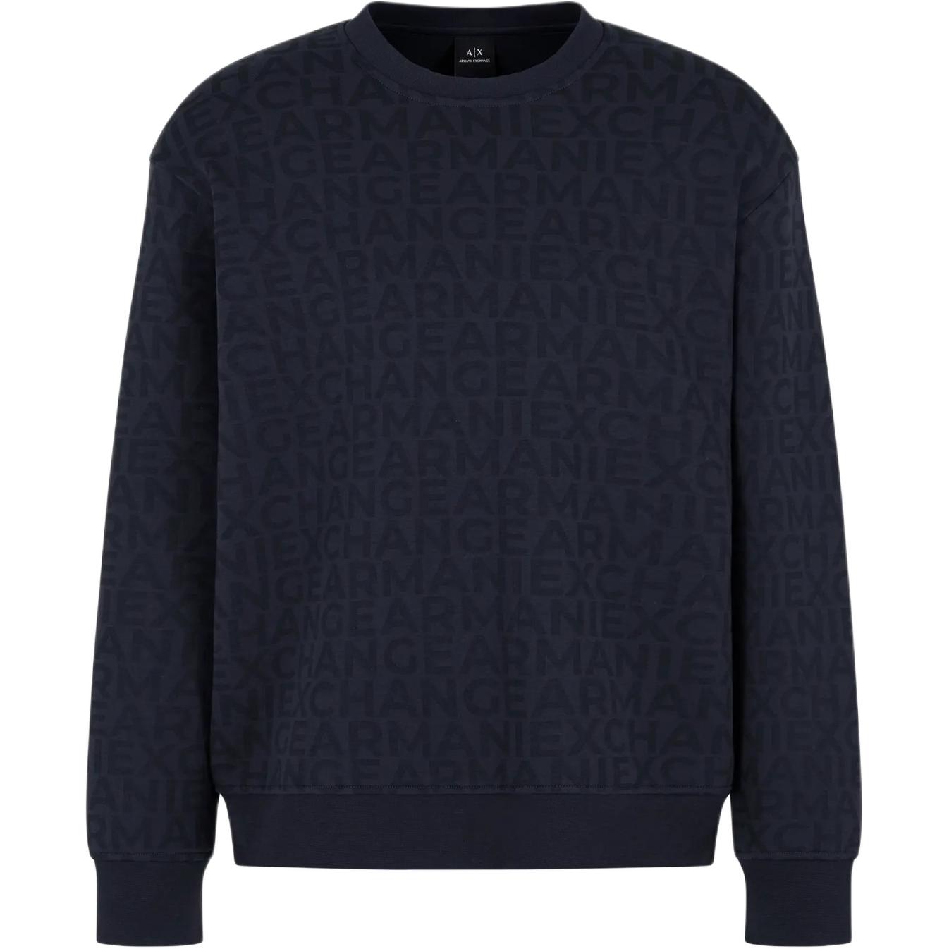 Order Armani Exchange Navy Blue Logo Print Pullover Crewneck Sweatshirt FW24 6DZMJK-ZJZGZ-55JW