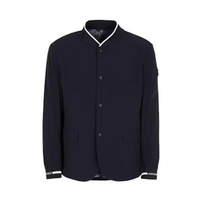 Armani Exchange Navy Blue Single-Breasted Jacket with Color-Block Collar 3DZGL1-ZN3GZ-11583