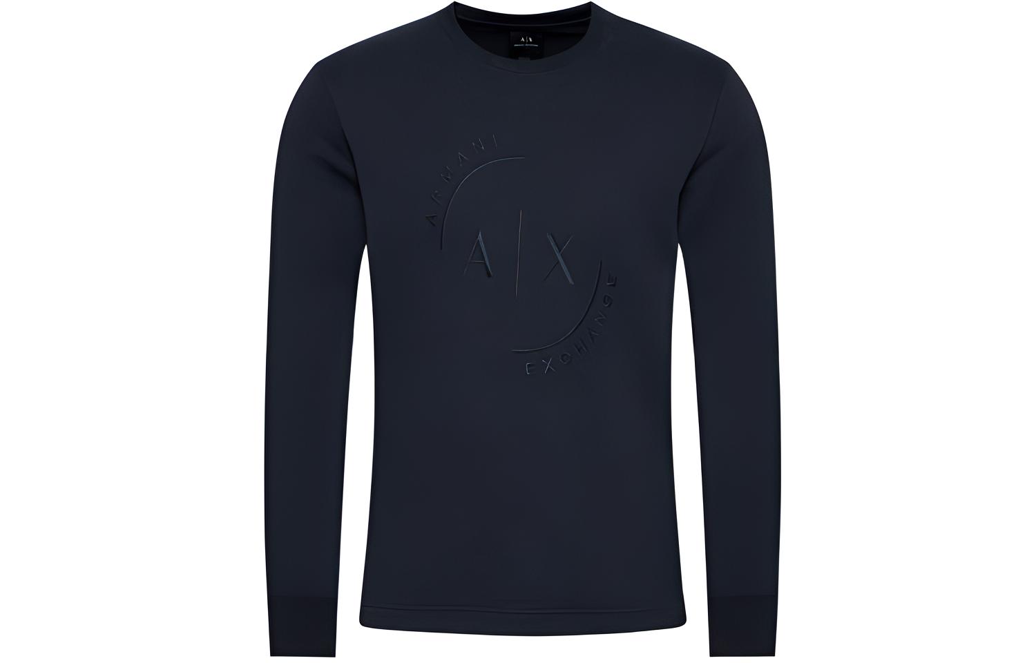 Armani Exchange Navy Crewneck Pullover Sweatshirt with Side Zipper Logo 3KZMLI-ZJY6Z-1583