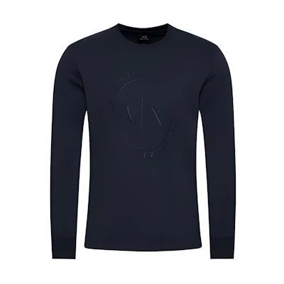 Armani Exchange Navy Crewneck Pullover Sweatshirt with Side Zipper Logo 3KZMLI-ZJY6Z-1583