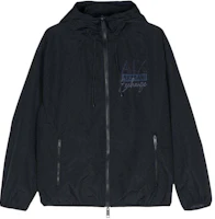 Armani Exchange Navy Jacket with Logo Print and Drawstring Zipper Pockets 3DZB12-ZN3OZ-SEAMILITARYBLUE Armani Exchange Navy Jacket with Logo Print and Drawstring Zipper Pockets 3DZB12-ZN3OZ-SEAMILITARYBLUE