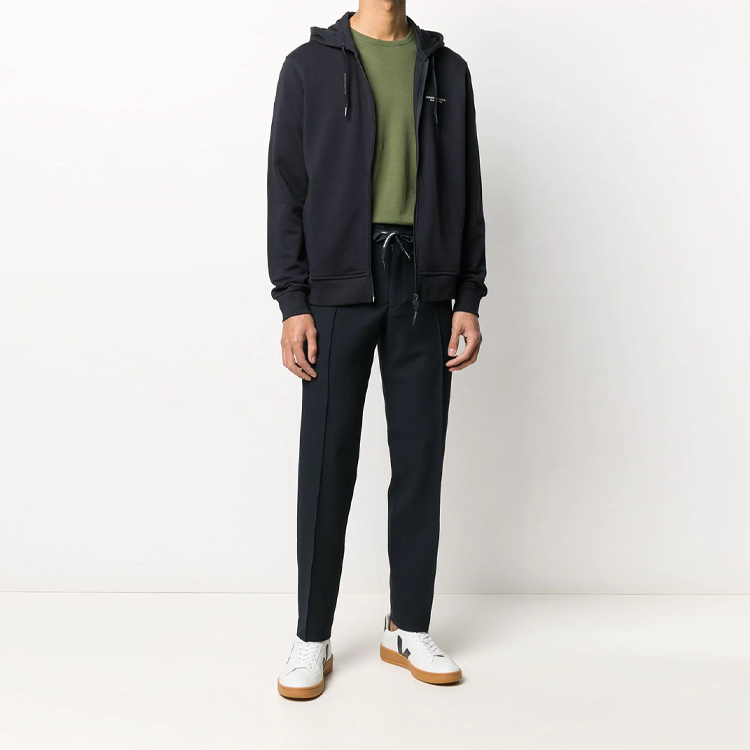 Lookbook Armani Exchange 海軍藍標誌拉鏈抽繩連帽衫 8NZM95-ZJKRZ-1510