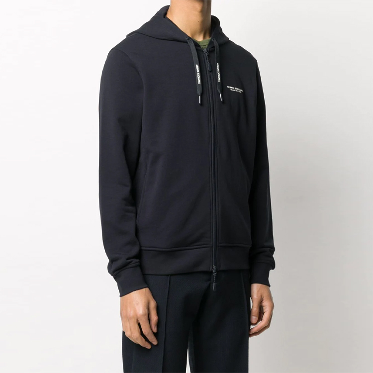 Purchase Armani Exchange 海軍藍標誌拉鏈抽繩連帽衫 8NZM95-ZJKRZ-1510