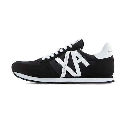 Armani Exchange Nylon Mesh Leather Low Top 'Black Fashion'
