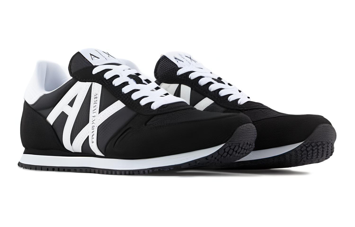 Lookbook 阿玛尼交流 黑色时尚尼龙网低帮皮鞋 XUX017XCC681K489