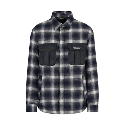 Armani Exchange Plaid Long-Sleeve Shirt Jacket with Chest Pocket 6LZBL5-ZNWQZ-45AD