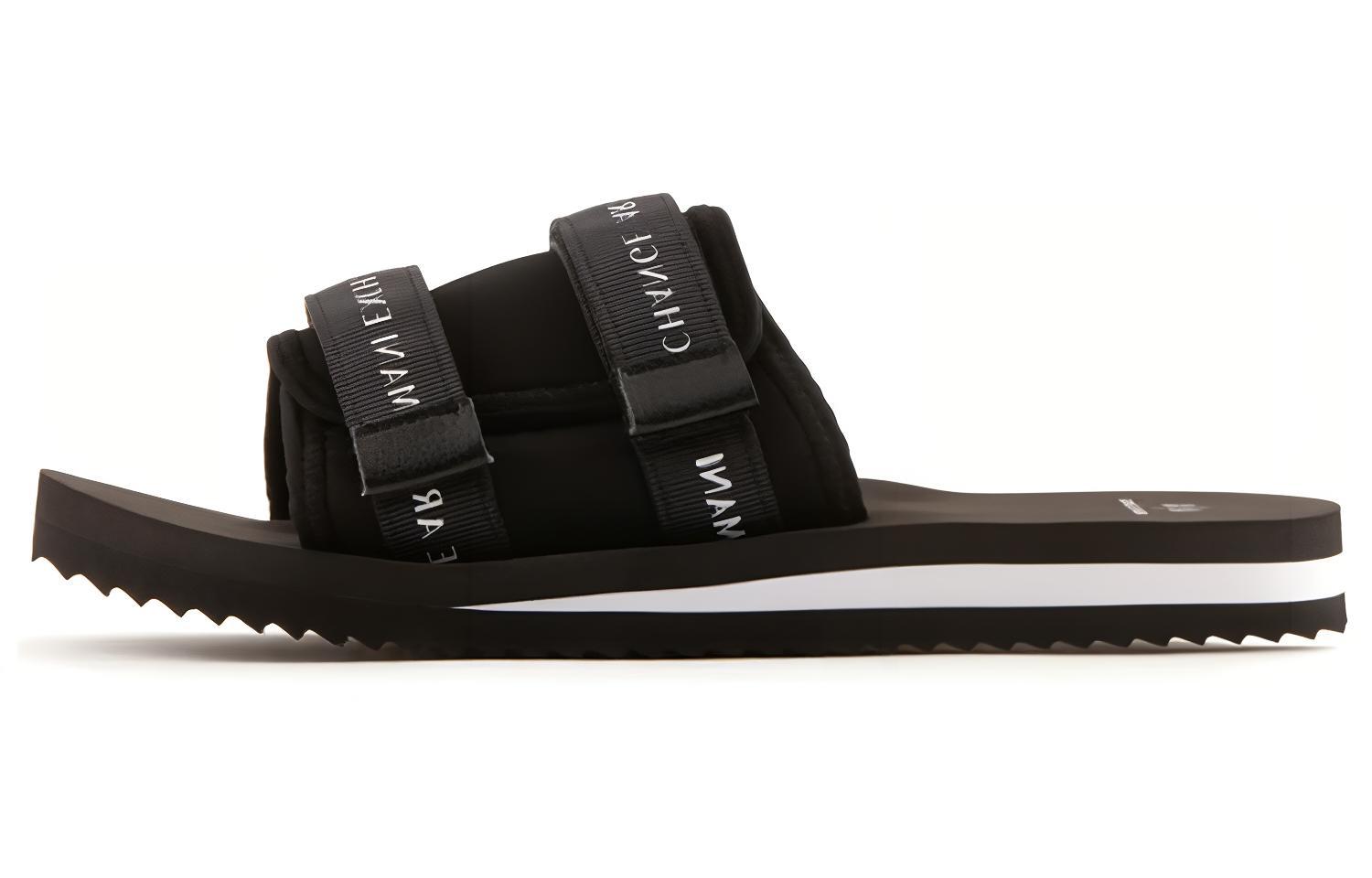 Buy ARMANI EXCHANGE阿瑪尼 聚酯纖維 平底 時尚涼拖鞋 男款 黑色