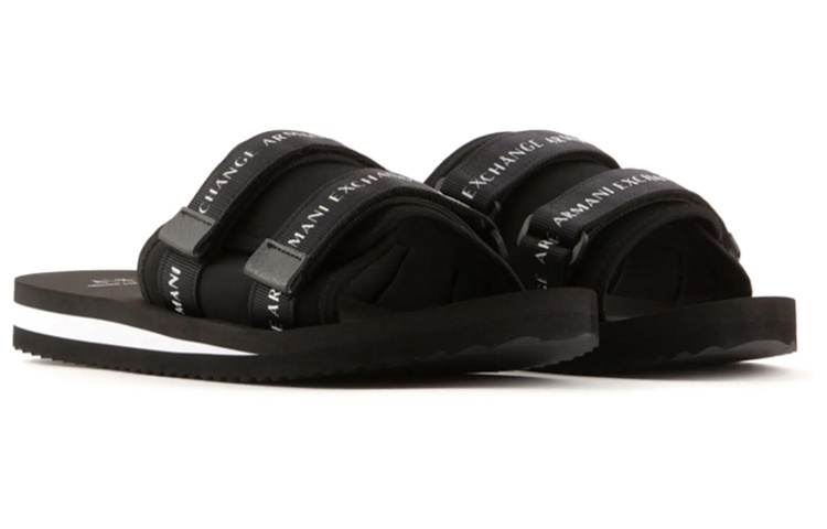 Lookbook ARMANI EXCHANGE阿瑪尼 聚酯纖維 平底 時尚涼拖鞋 男款 黑色