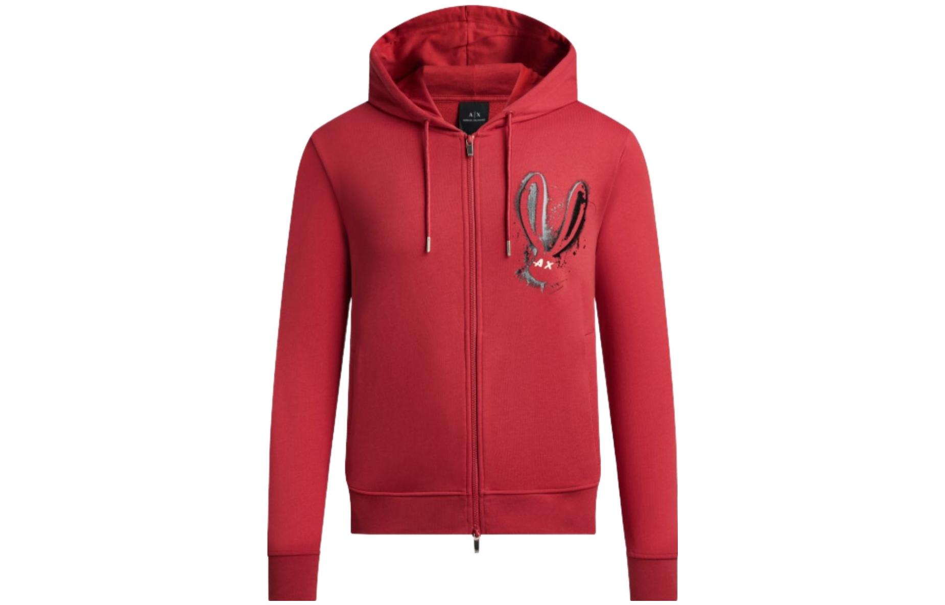 Armani Exchange Red Hoodie SS23 Lunar New Year Rabbit Limited Edition 3RZMEA-ZJ1ZZ-1435