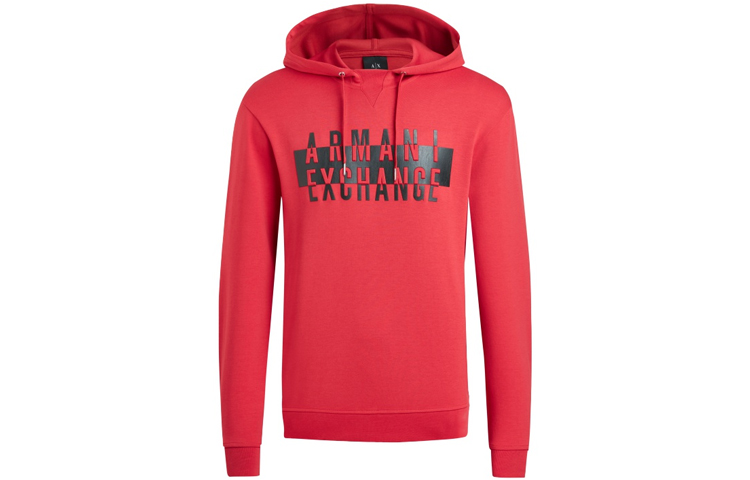 Armani Exchange Red Logo Graphic Hoodie for Men 6HZMFK-ZJQ2Z-1463