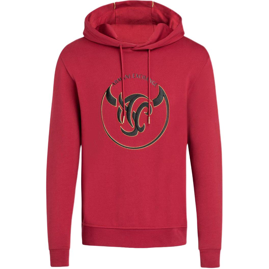 Armani Exchange Red Printed Drawstring Hoodie 3KZMDD-ZJ1ZZ-1457