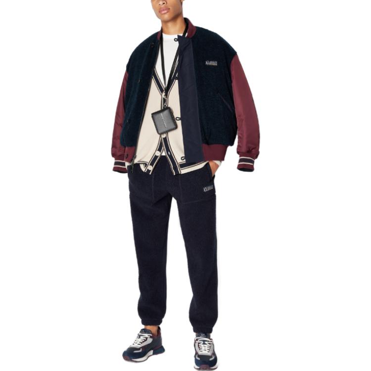 Shop Armani Exchange 雙面配色拼接字母棉外套 海軍藍. 6RZB27-ZNJ7Z-45AG