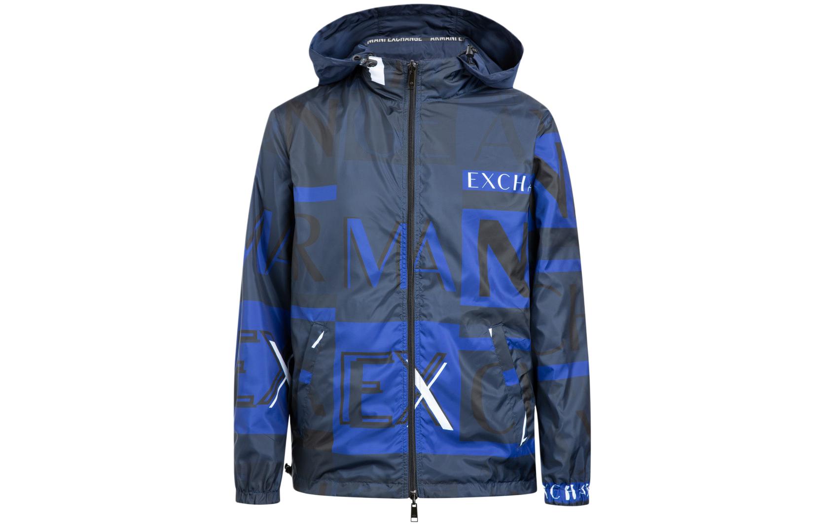 Armani Exchange Reversible Logo Hooded Zip Jacket Navy Blue - 3KZB14-ZNKRZ-05DL